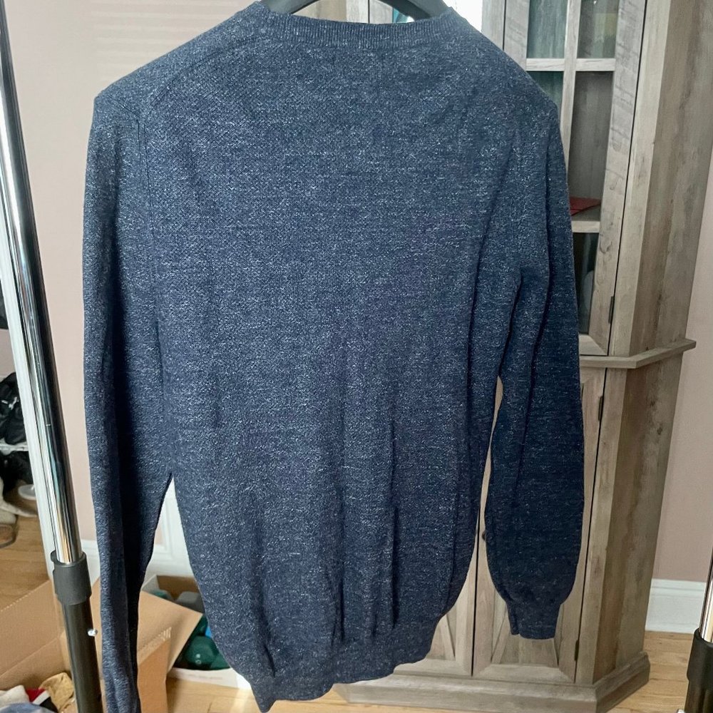 Massimo Dutti Women’s Pullover Sweater Crew Neck 100% Cotton Blue Marled Size L - Picture 2 of 8